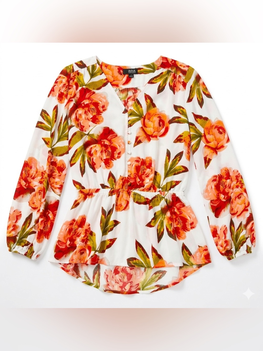 ana Medium Watercolor Floral Blouse